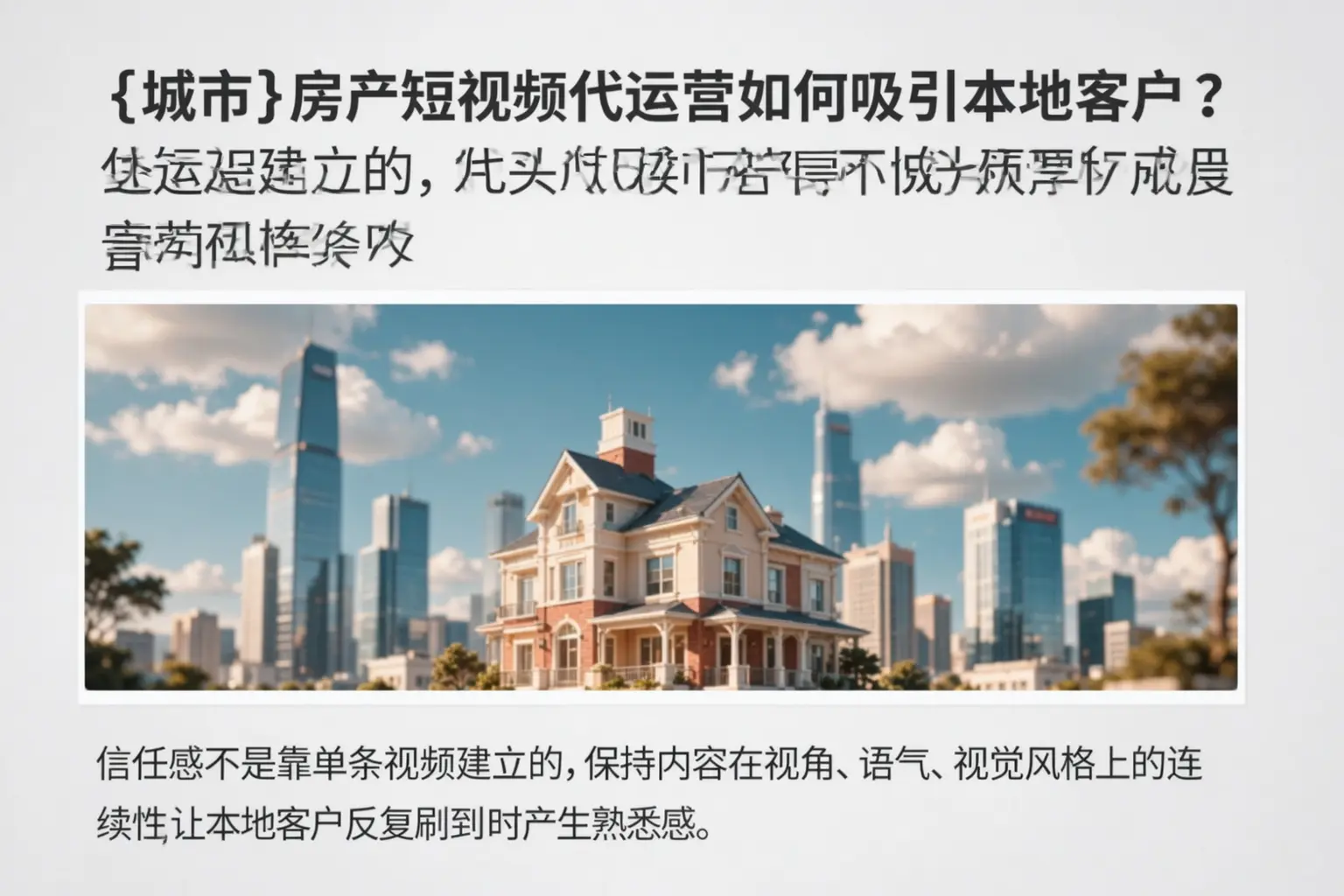 阳泉房产短视频代运营如何吸引本地客户?